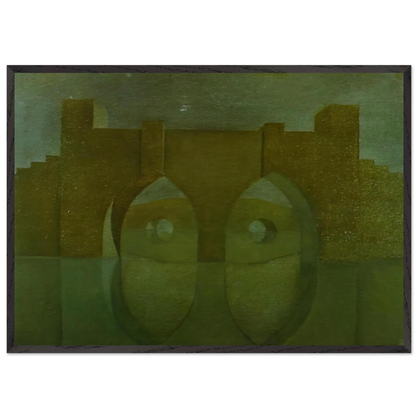 UNTITLED BRIDGE WITH REFLECTIONS SKETCH FOR A DUAL IMAGE PICTURE UNFINISHED - Salvador Dali Framed Art Print – Black Wooden Frame - Default Title - -Framed Art Print