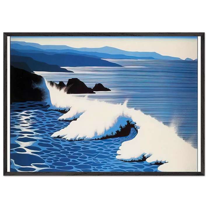 The Wave - Eyvind Earle 70x100 cm / 28x40 inches Framed Art Print – Black Wooden Frame