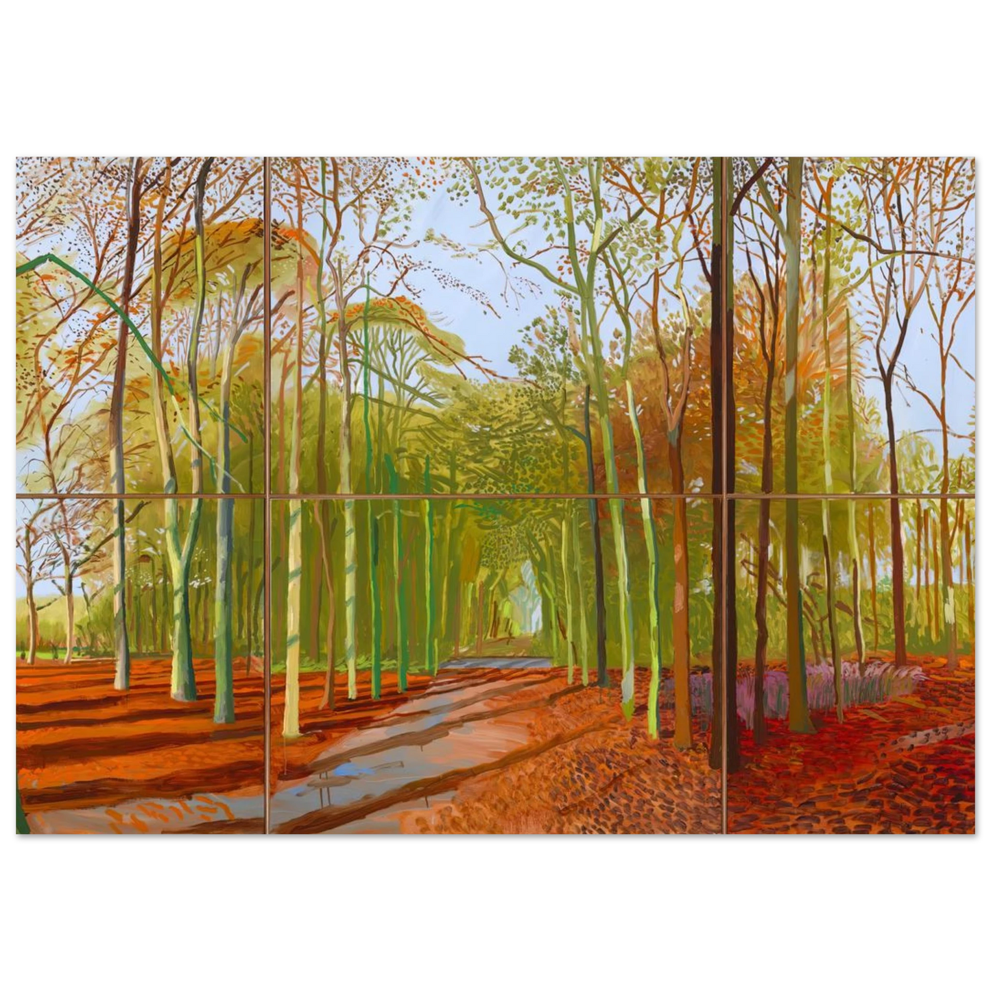 David Hockney - Woldgate Woods, 21, 23 & 29 November 2006 - A3 (29.7 x 42 cm) - Premium Wooden Framed Poster With Fine Art Paper-canvas - White frame