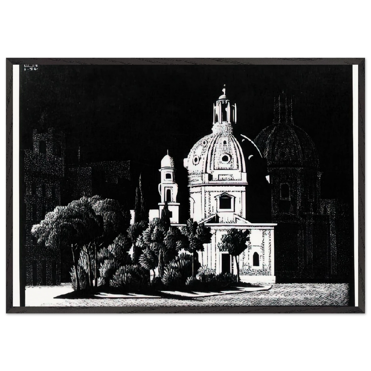 NOCTURNAL ROME 1 - MC Escher Framed Art Print – Black Wooden Frame - Default Title - -Framed Art Print