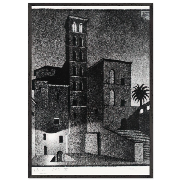 ESCHER 27 - MC Escher 70x100 cm / 28x40 inches Framed Art Print – Black Wooden Frame | Maurits Cornelis Escher Prints