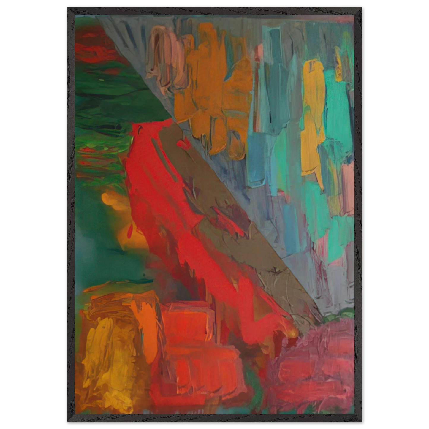 Landslide - 1978 - John Hoyland 70x100 cm / 28x40 inches Framed Art Print – Black Wooden Frame