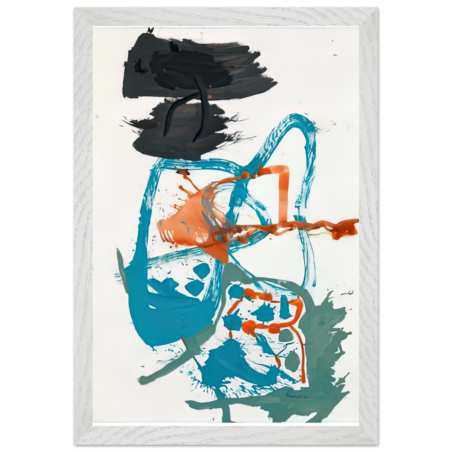 Helen Frankenthaler - Winter Figure with Black Overhead, 1959- Wall Art - 60x80 cm / 24x32 inches - Premium Wooden Framed Poster With Fine Art Paper-canvas - Wood frame