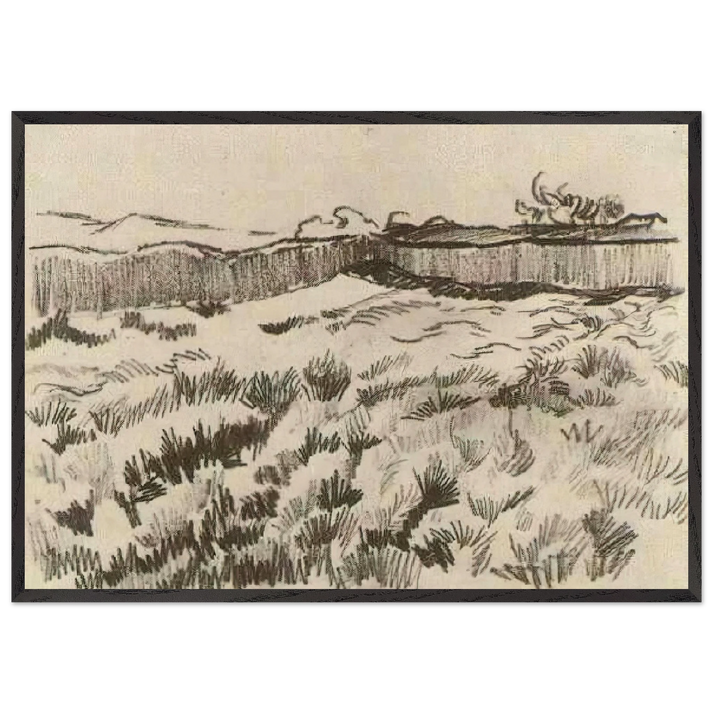 Enclosed Field - Vincent van Gogh 70x100 cm / 28x40 inches Framed Art Print – Black Wooden Frame