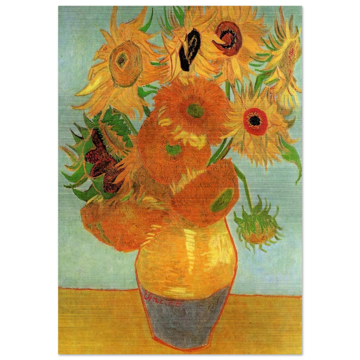 Still Life Vase with Twelve Sunflowers - Vincent van Gogh Brushed Aluminum Print - 70x100 cm / 28x40 inches | Vincent van Gogh Aluminum Print | Vincent van Gogh Prints