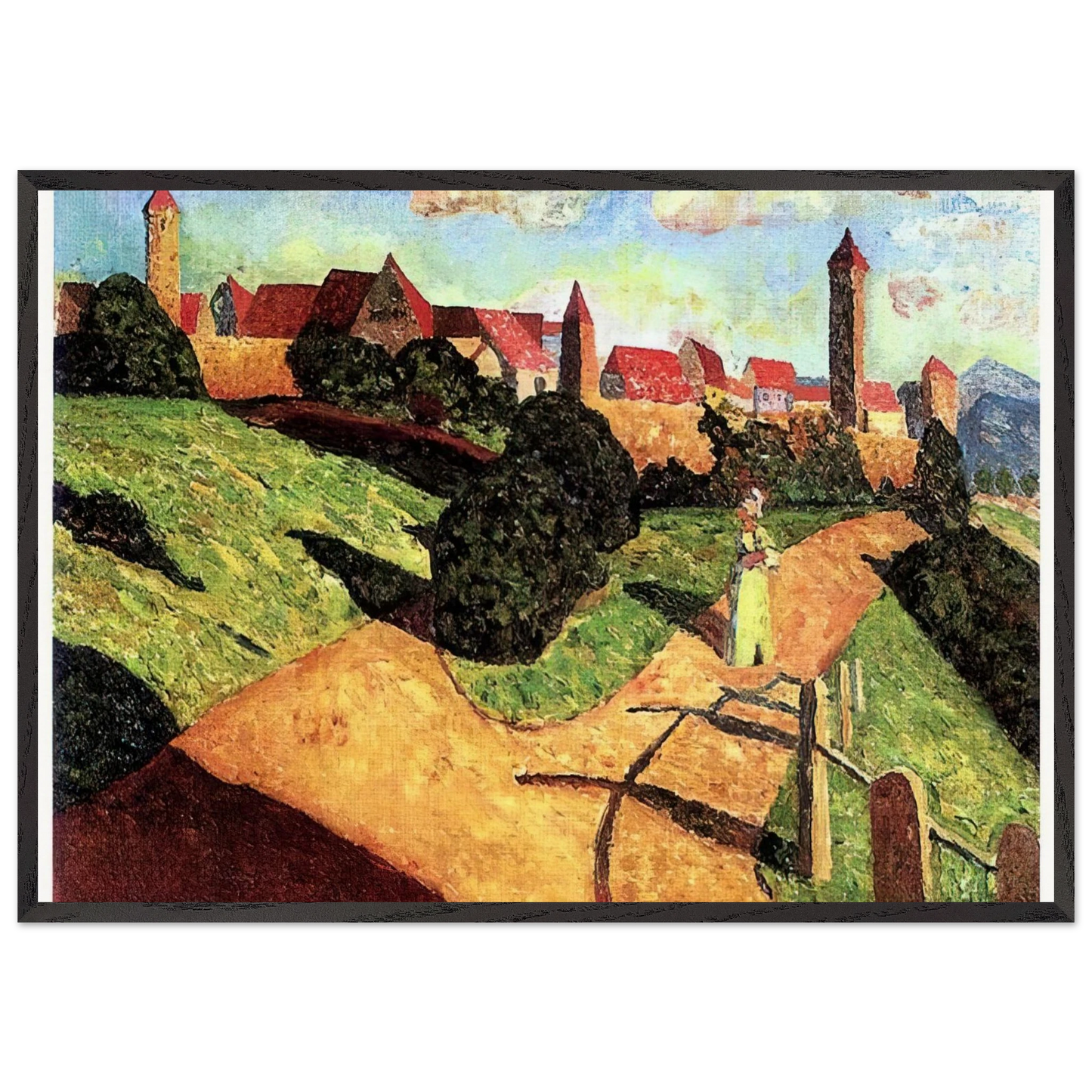 OLD TOWN II 1902 - Wassily Kandinsky 70x100 cm / 28x40 inches Framed Art Print – Black Wooden Frame