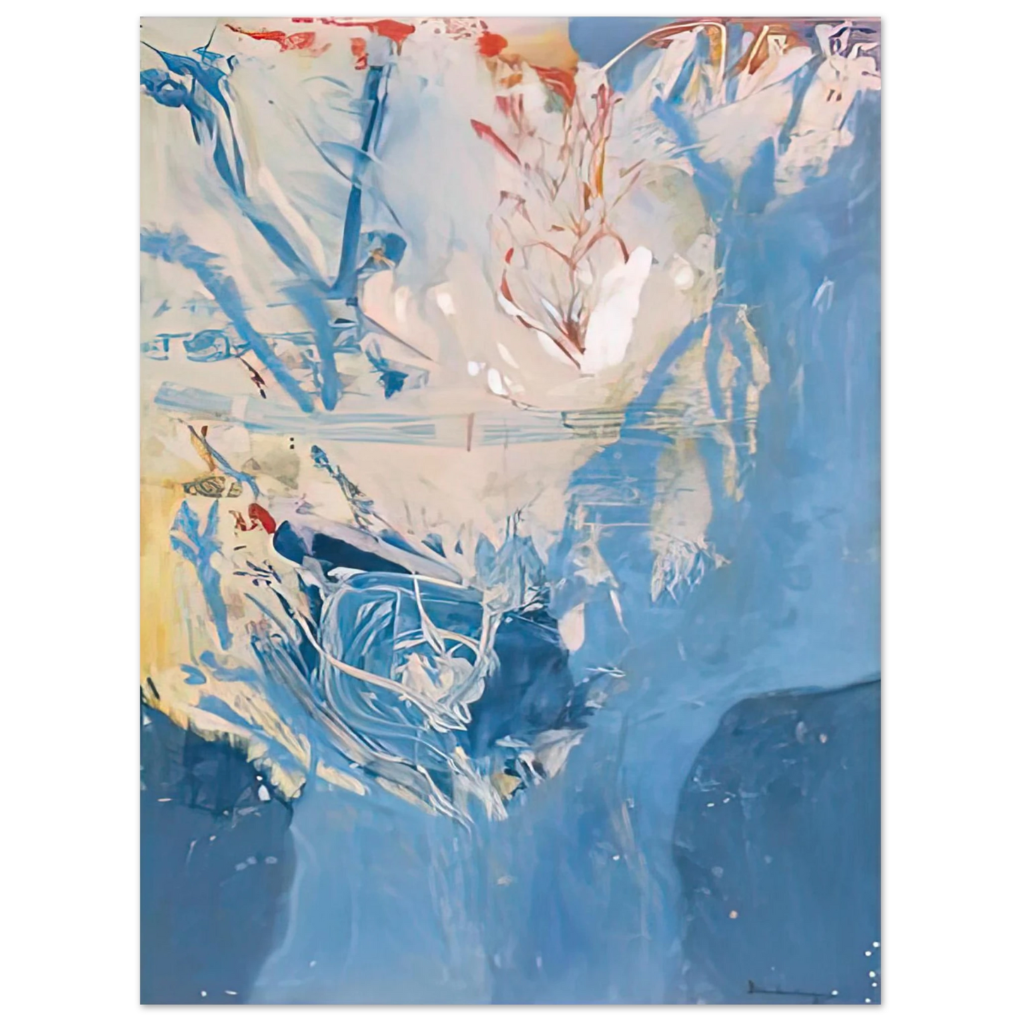 Helen Frankenthaler - Blue Territory, 1955- Wall Art - 30x40 cm / 12x16 inches - Premium Wooden Framed Poster With Fine Art Paper - White frame