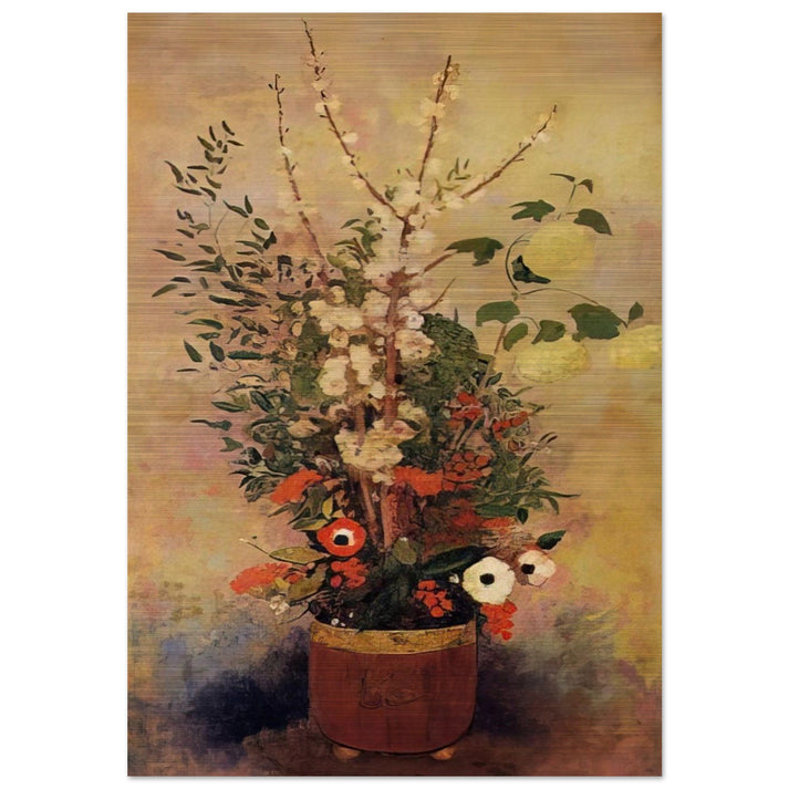 VASE OF FLOWERS WITH BRANCHES OF A FLOWERING APPLE TREE - Odilon Redon Brushed Aluminum Print - 70x100 cm / 28x40 inches | Odilon Redon Aluminum Print | Odilon Redon Prints