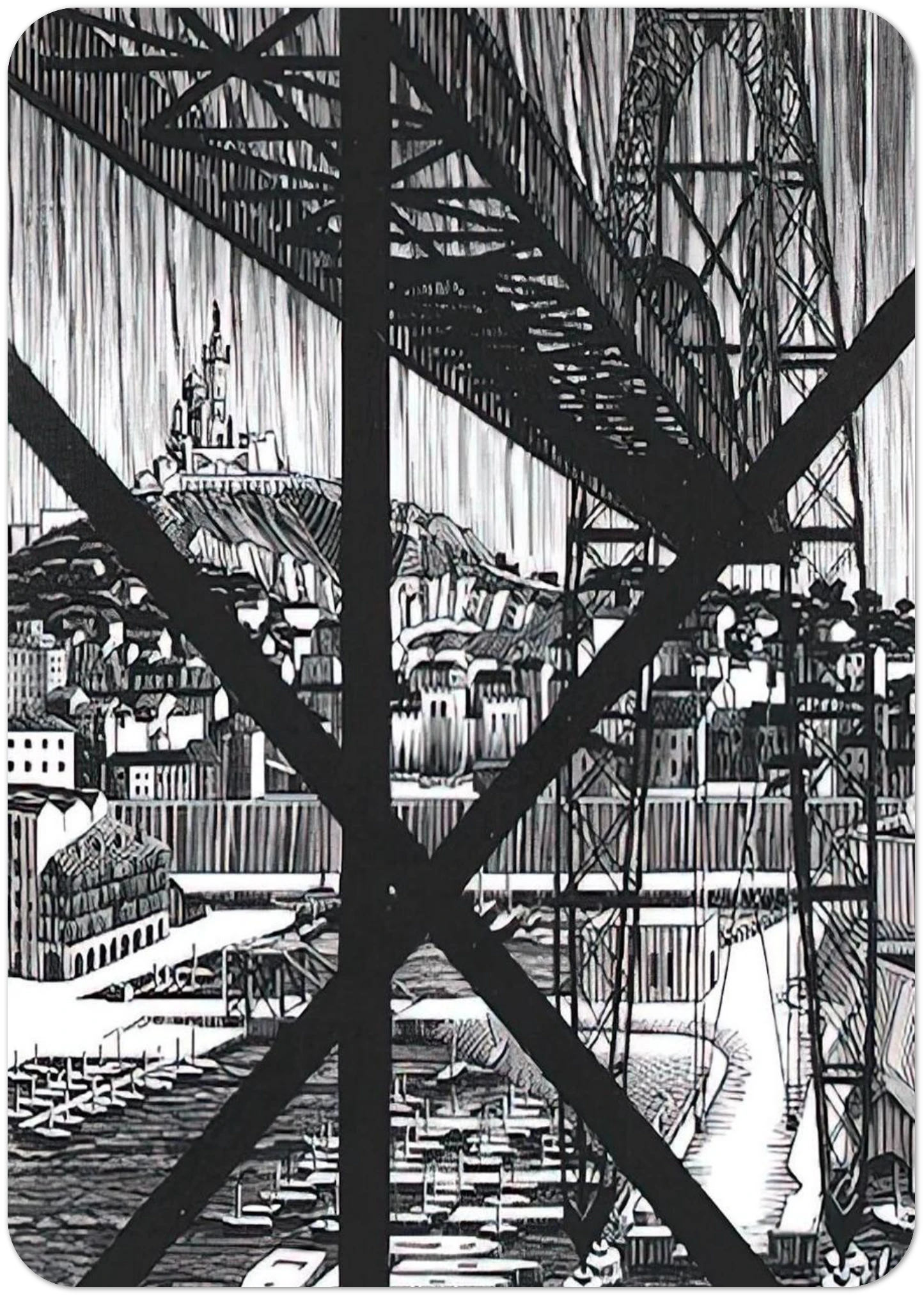 MARCEILLES DECEMBER 1936 1936 By MC Escher Pack of 10 Post Cards | MC Escher Post Cards | A6 (10.5 x 14.8 cm) - 4.1 x 5.8 inches