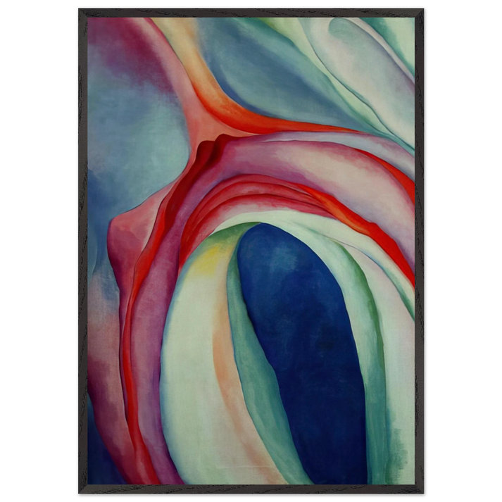 Music Pink and Blue II - Georgia OKeeffe 70x100 cm / 28x40 inches Framed Art Print – Black Wooden Frame
