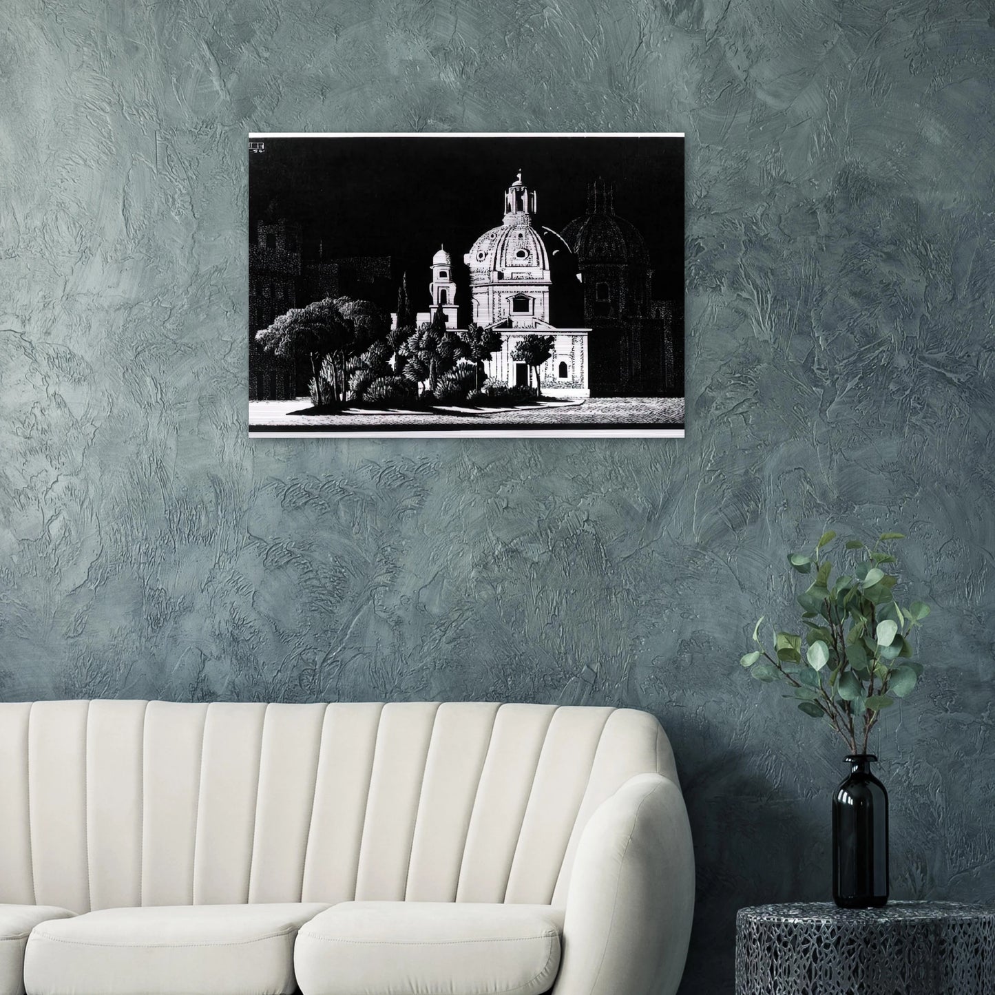 NOCTURNAL ROME 1 - MC Escher Brushed Aluminum Print - 70x100 cm / 28x40 inches | MC Escher Aluminum Print | MC Escher Prints