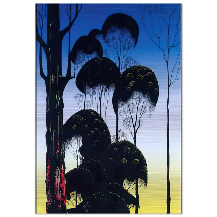 Sunrise - Eyvind Earle Brushed Aluminum Print - 70x100 cm / 28x40 inches | Eyvind Earle Aluminum Print | Eyvind Earle Prints