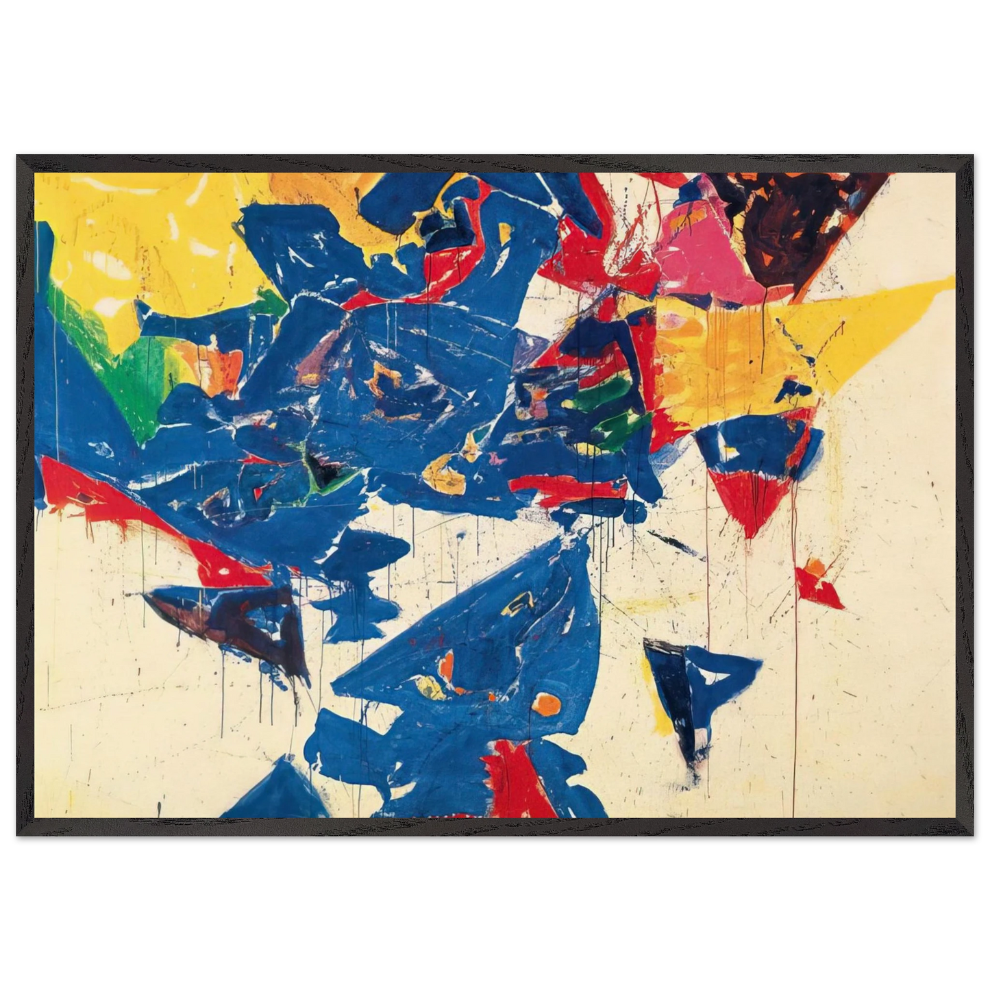 Middle Blue III - Sam Francis 70x100 cm / 28x40 inches Framed Art Print – Black Wooden Frame