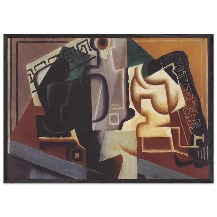 GLASS AND CARAFE 1917 - Juan Gris 70x100 cm / 28x40 inches Framed Art Print – Black Wooden Frame