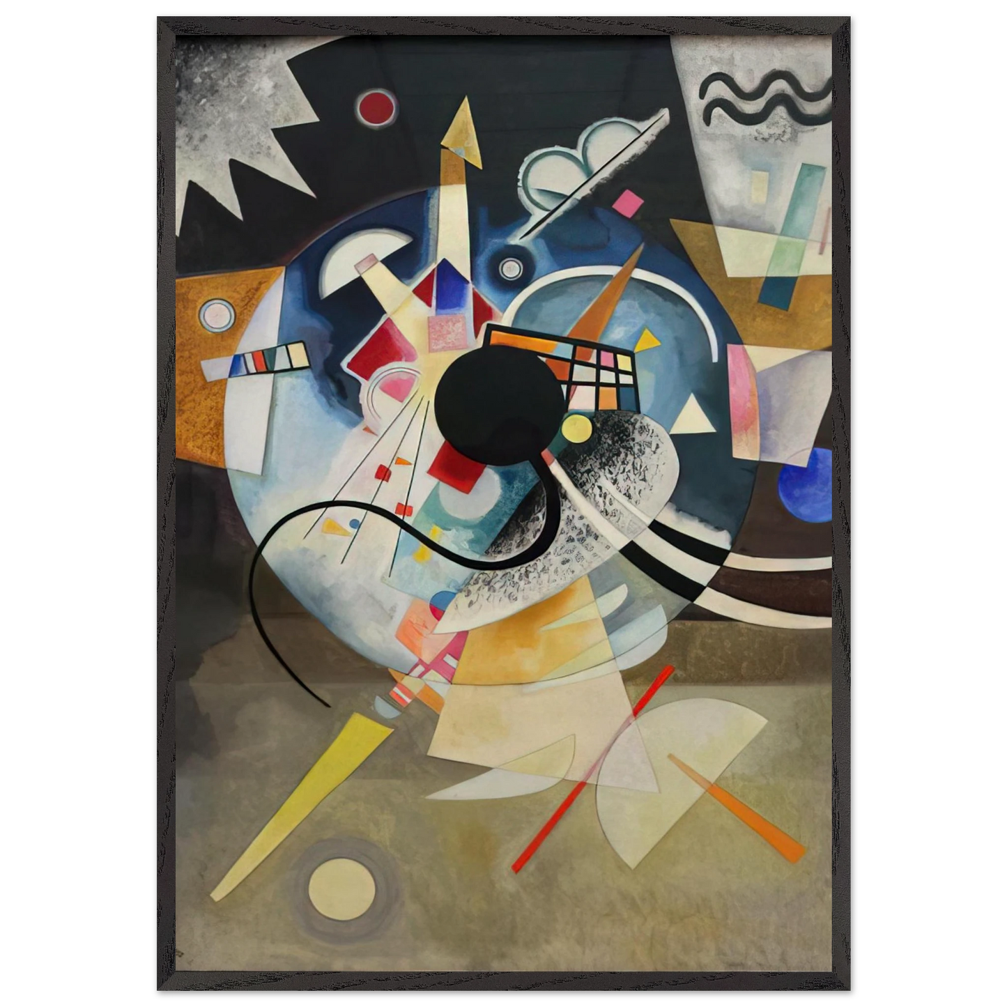 A CENTRE 1924 - Wassily Kandinsky 70x100 cm / 28x40 inches Framed Art Print – Black Wooden Frame