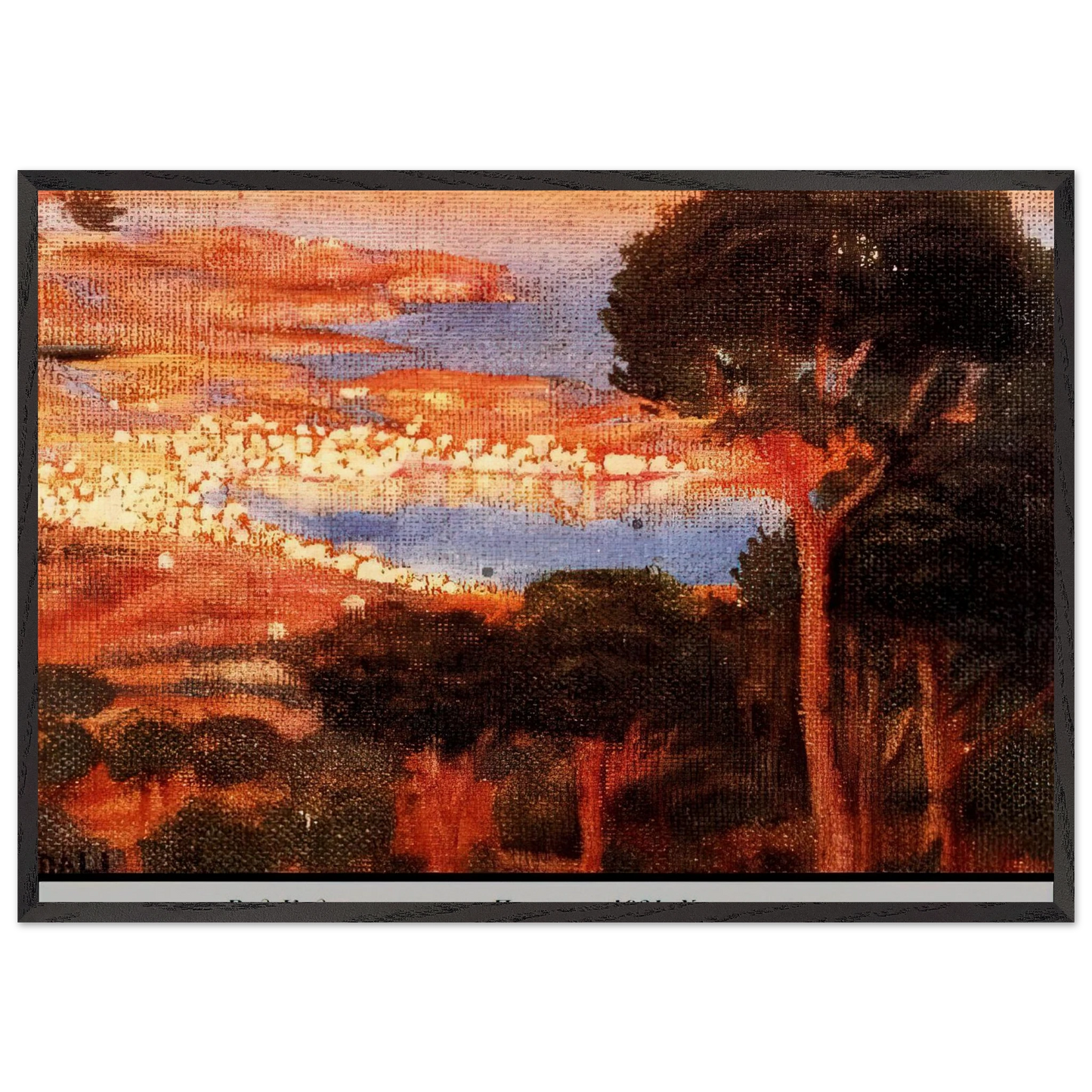 VIEW OF CADAQUC3A9S FROM MOUNT PANI - Salvador Dali Framed Art Print – Black Wooden Frame - Default Title - -Framed Art Print