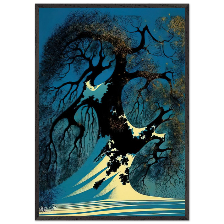 Winter Bonsai - Eyvind Earle 70x100 cm / 28x40 inches Framed Art Print – Black Wooden Frame