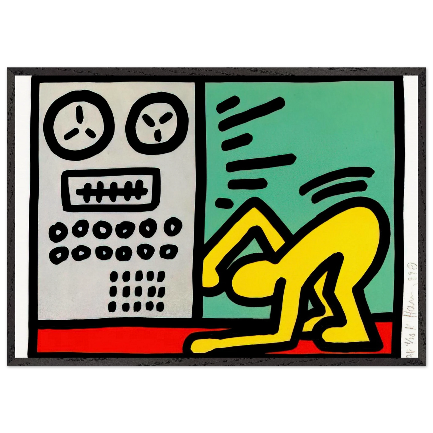 POP SHOP III 1989 N2 - Keith Haring 70x100 cm / 28x40 inches Framed Art Print – Black Wooden Frame | Keith Haring Art For Sale