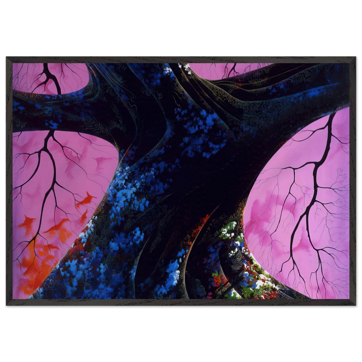 Giant Oak - Eyvind Earle 70x100 cm / 28x40 inches Framed Art Print – Black Wooden Frame