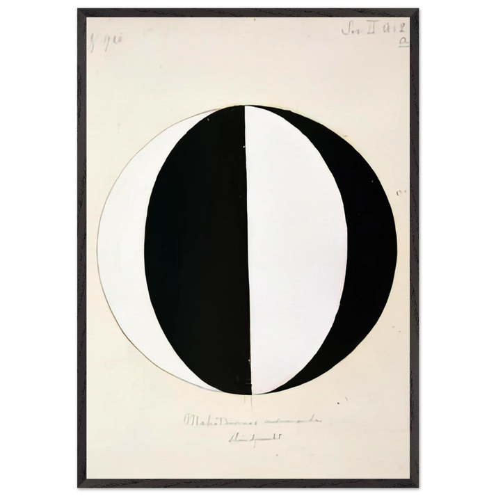 THE MAHATMAS PRESENT STANDING POINT SERIES II NO 2A 1920 - Hilma af Klint 70x100 cm / 28x40 inches Framed Art Print – Black Wooden Frame