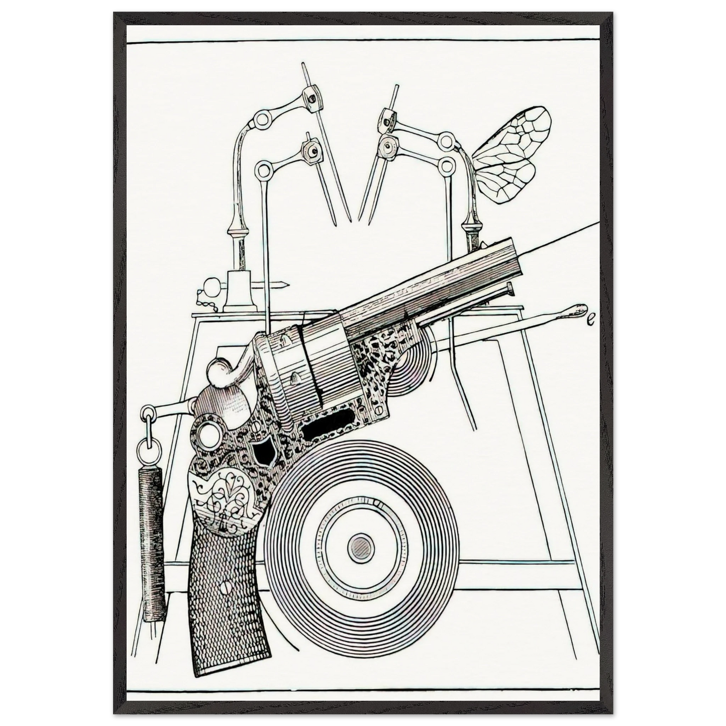 The Harmonious Fagot Illustration for The Misfortunes of the Immortals - Max Ernst 70x100 cm / 28x40 inches Framed Art Print – Black Wooden Frame