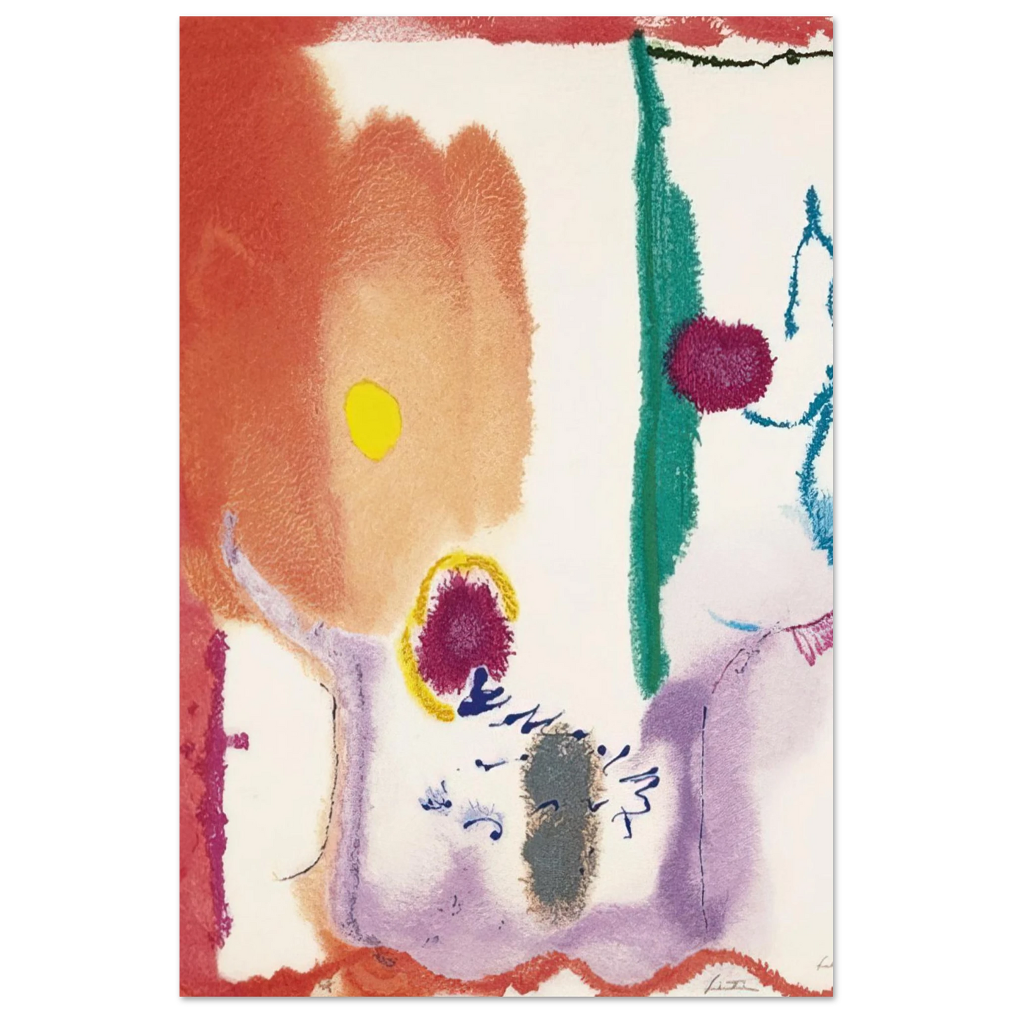 Helen Frankenthaler - Beginnings - 2002 Wall art - 15x20 cm / 6x8 inches - Premium Wooden Framed Poster With Fine Art Paper - Wood frame