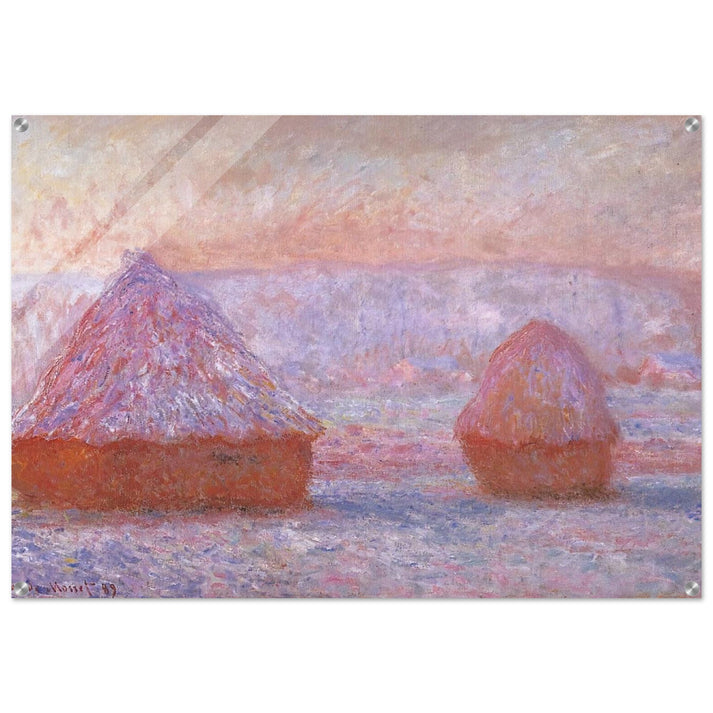 Grainstacks at Giverny, Morning Effect - claude monet Acrylic Print - 70x100 cm / 28x40″ inches | claude monet Wall Art | claude monet Prints