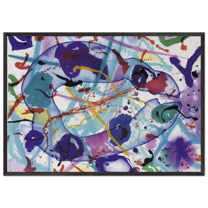 Trietto 4 SFE 077RC - Sam Francis 70x100 cm / 28x40 inches Framed Art Print – Black Wooden Frame