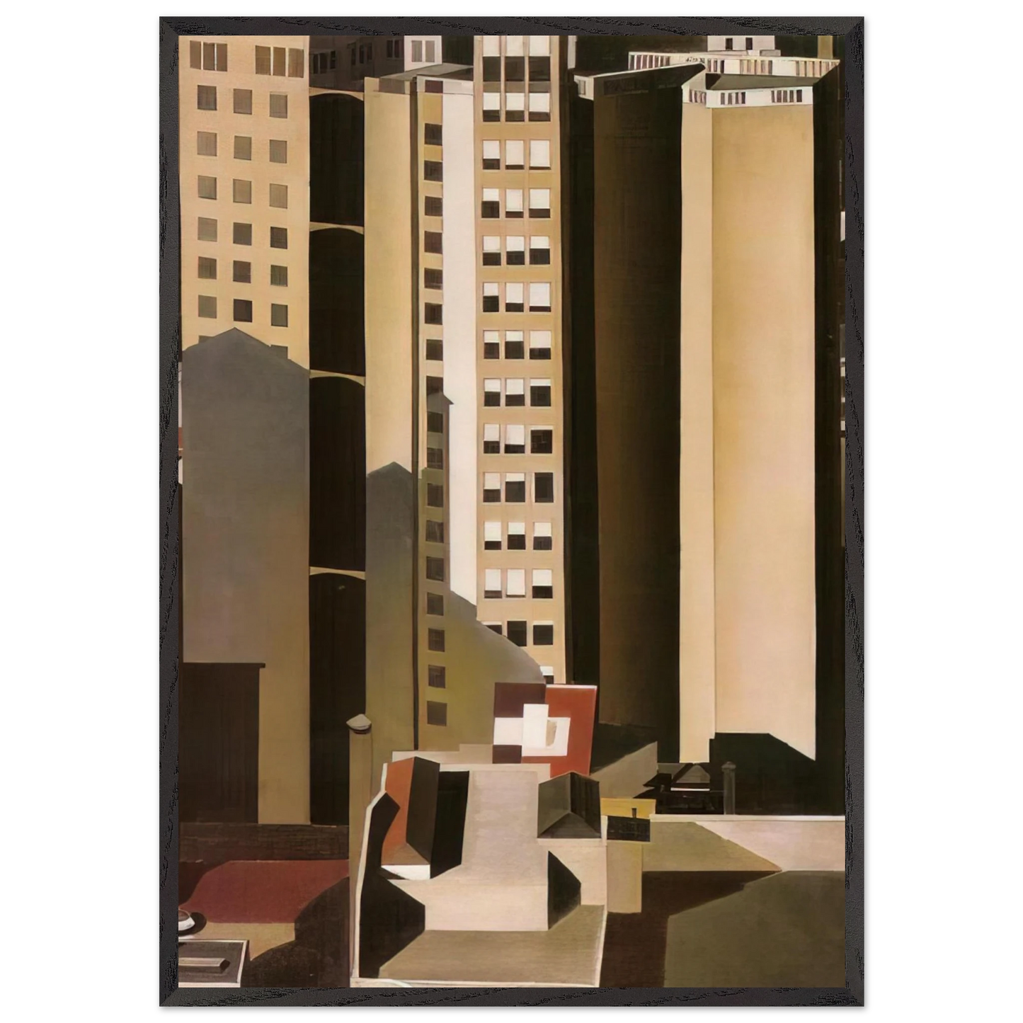 Skyscrapers - 1922 - Charles Sheeler 70x100 cm / 28x40 inches Framed Art Print – Black Wooden Frame