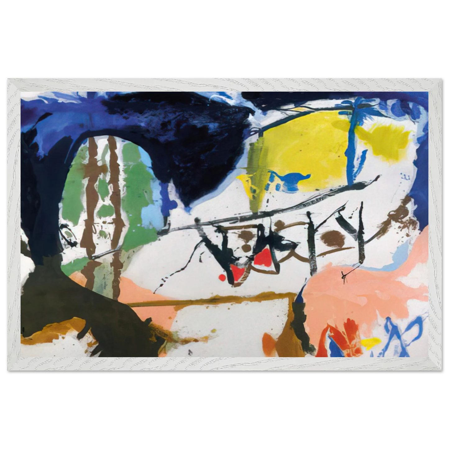 Helen Frankenthaler - Acres - 1959 Wall art - A1 (59.4 x 84.1 cm) - Premium Wooden Framed Poster With Fine Art Paper - White frame