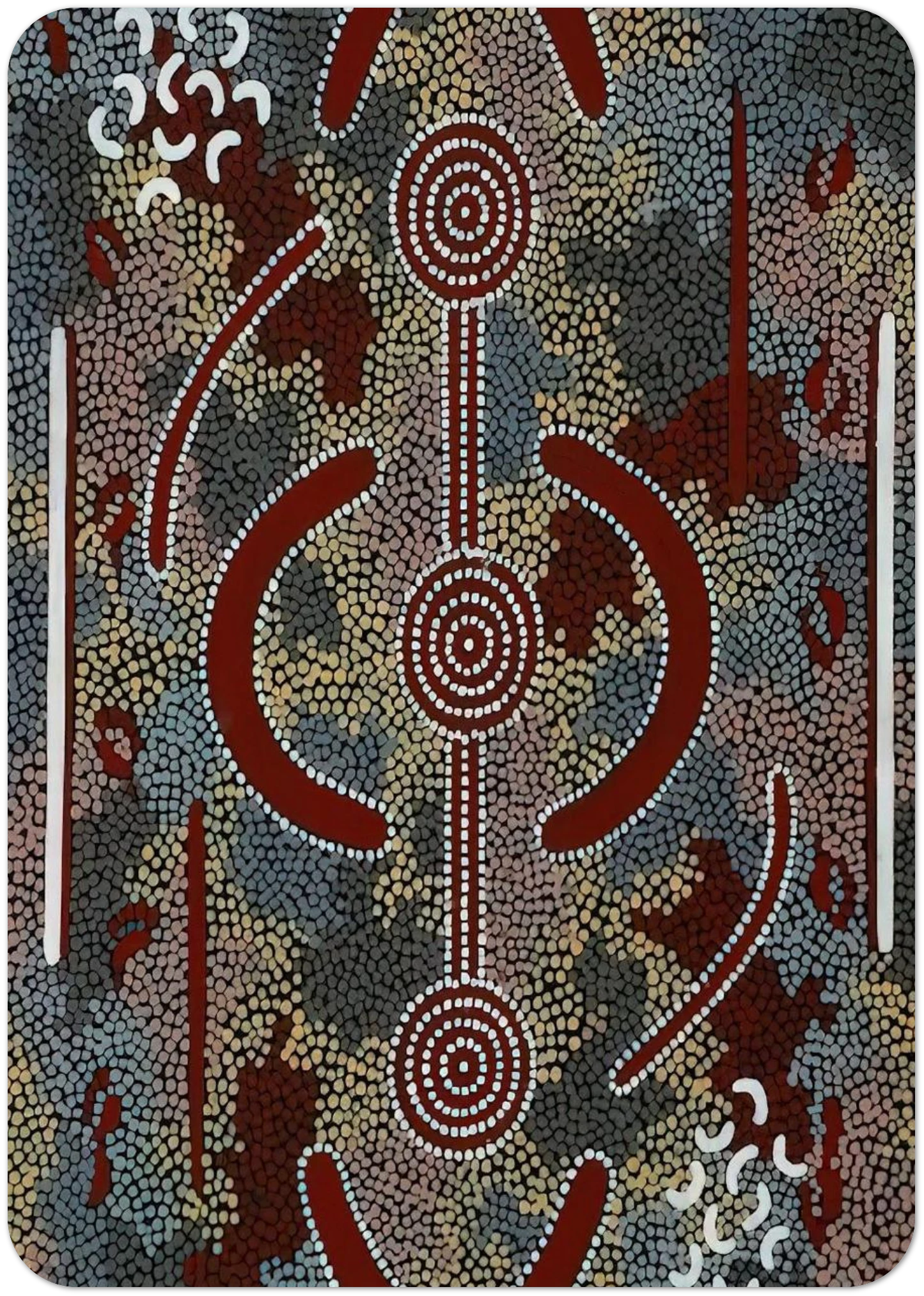 Honey Ant Dreaming - 1981 By Clifford Possum Tjapaltjarri Pack of 10 Post Cards | Clifford Possum Tjapaltjarri Post Cards | A6 (10.5 x 14.8 cm) - 4.1 x 5.8 inches