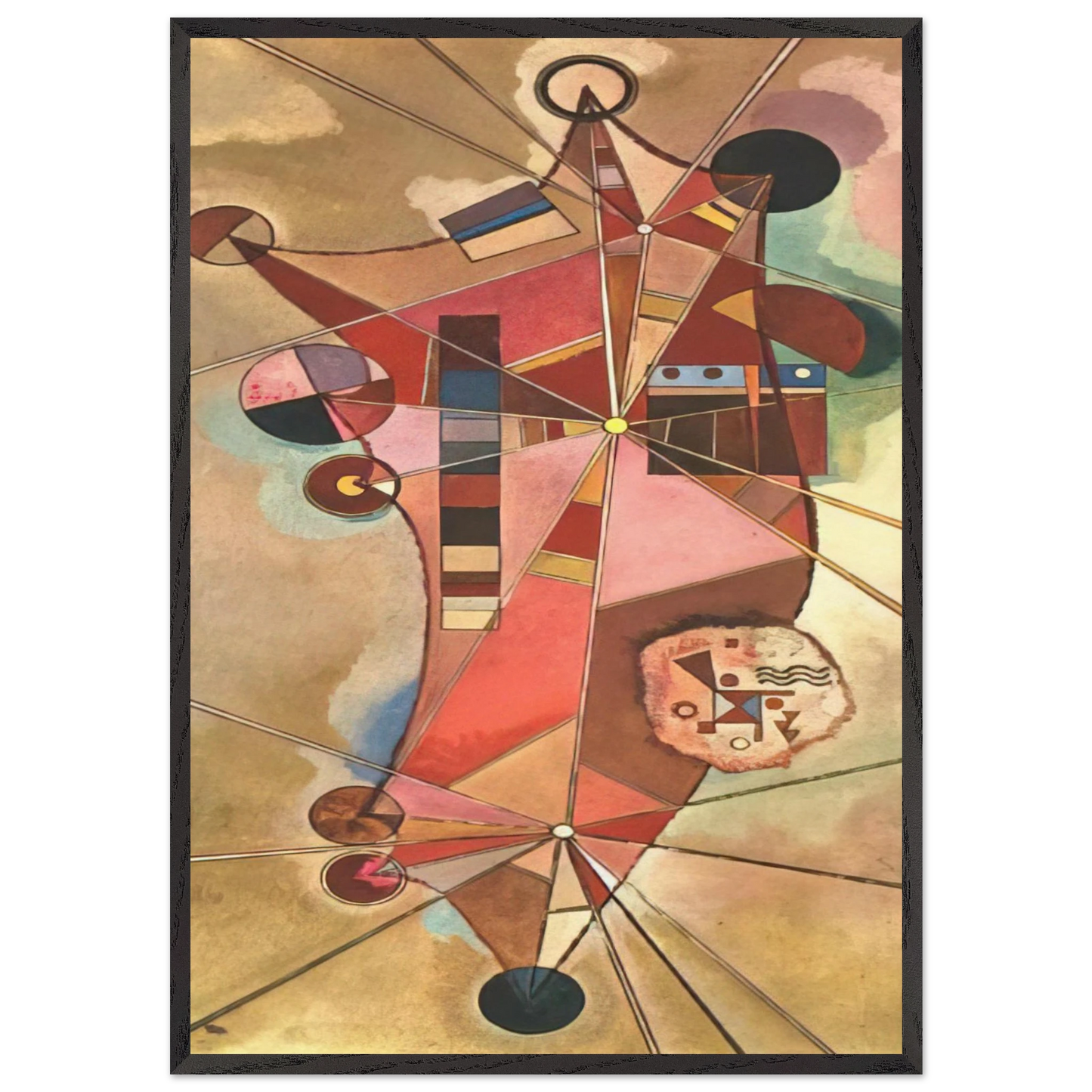 FIXED POINTS - Wassily Kandinsky 70x100 cm / 28x40 inches Framed Art Print – Black Wooden Frame