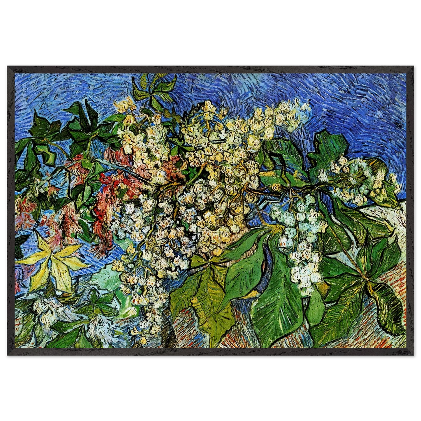 Blossoming Chestnut Branches - Vincent van Gogh Framed Art Print – Black Wooden Frame - Default Title - -Framed Art Print