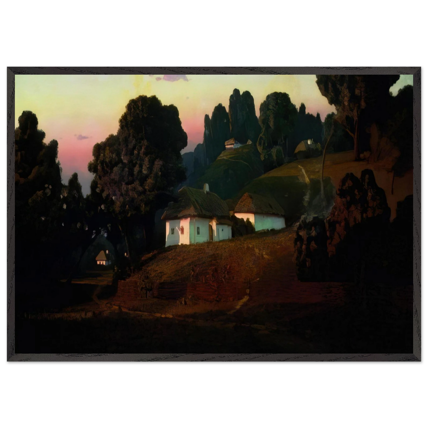 Evening in Ukraine - Arkhyp Kuindzhi 70x100 cm / 28x40 inches Framed Art Print – Black Wooden Frame