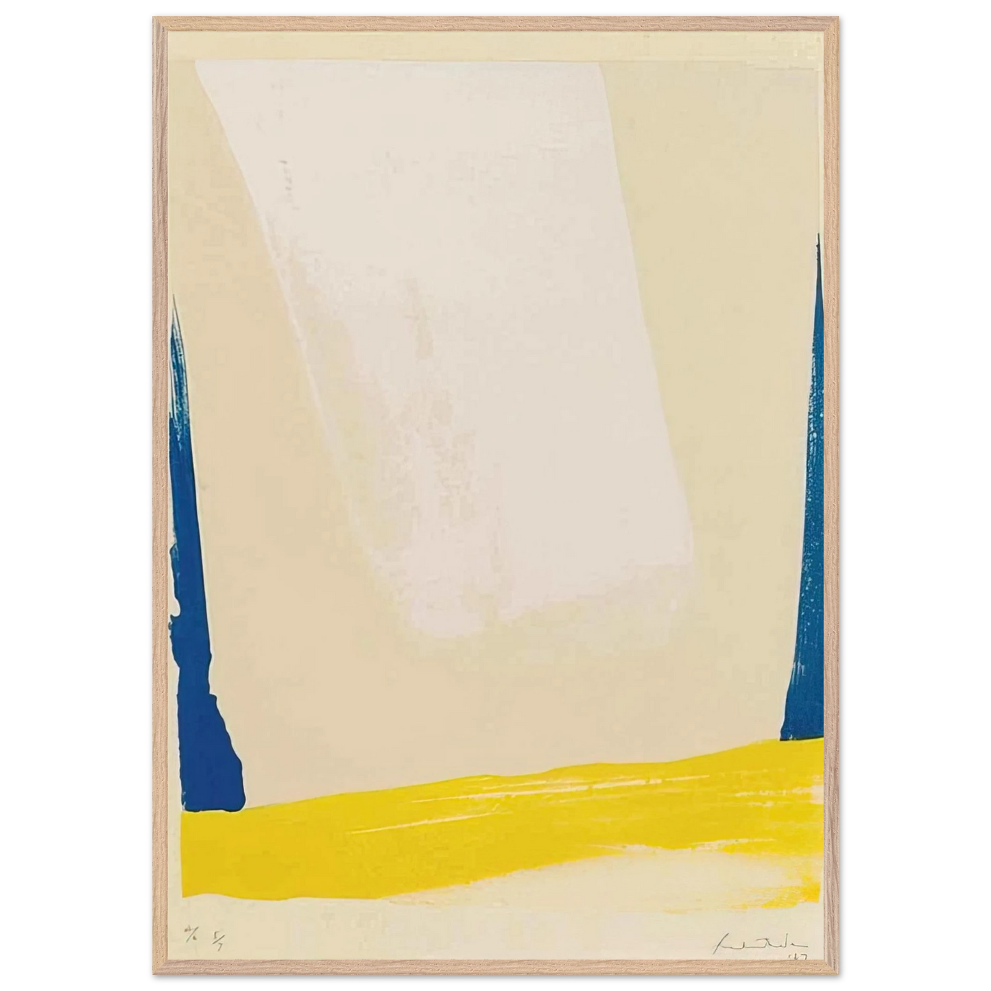 Helen Frankenthaler - White Portal - 1967 Wall art - 13x18 cm / 5x7 inches - Premium Wooden Framed Poster With Fine Art Paper - Black frame