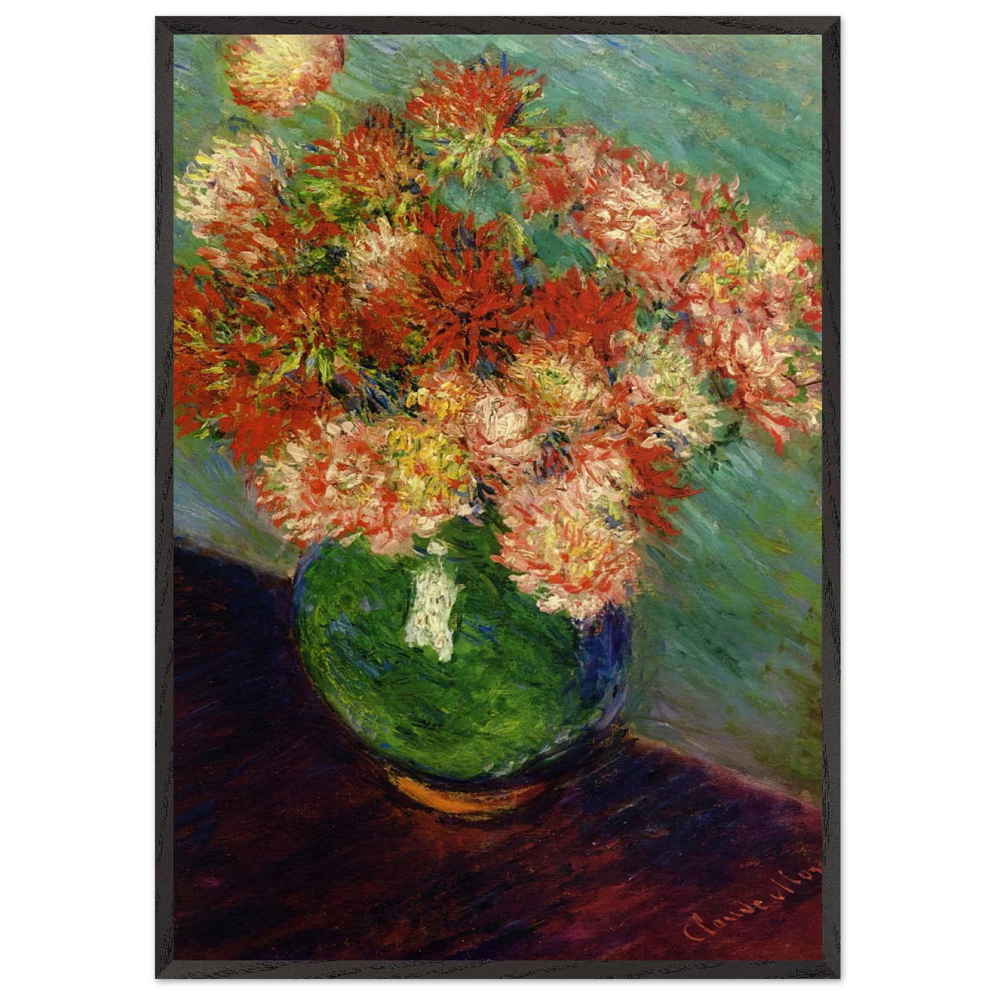 Vase of Chrysanthemums N1 - claude monet Framed Art Print – Black Wooden Frame - Default Title - -Framed Art Print