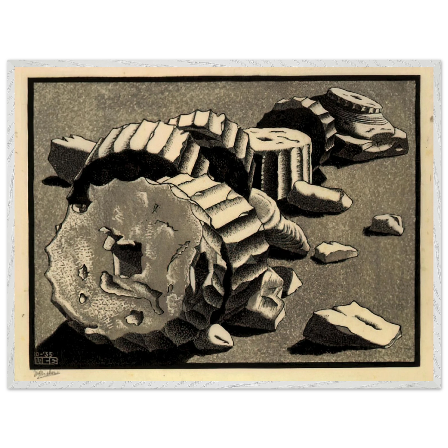 MC Escher - SELINUNTE SICILY OCTOBER 1935 1935 Wall Art - 60x80 cm / 24x32 inches - Premium Wooden Framed Poster With Fine Art Paper - Wood frame