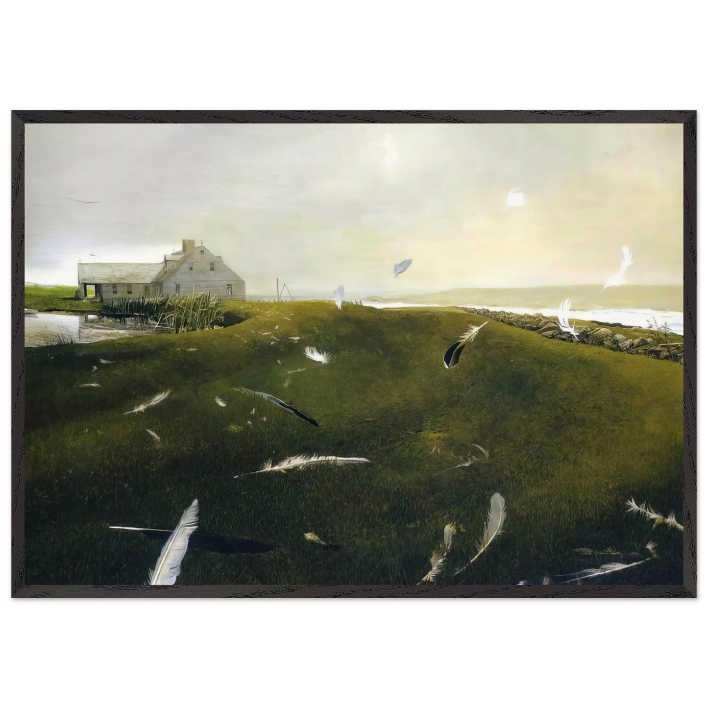 AIRBORNE - Andrew Wyeth 70x100 cm / 28x40 inches Framed Art Print – Black Wooden Frame