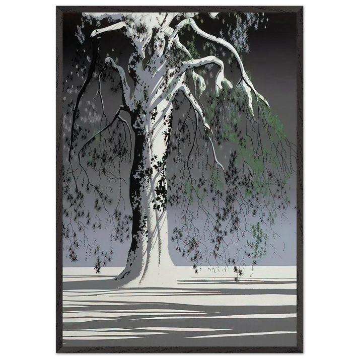 Fir Tree In Snow - Eyvind Earle 70x100 cm / 28x40 inches Framed Art Print – Black Wooden Frame