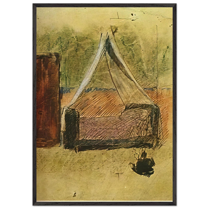 Bed with mosquito nets - Pablo Picasso 70x100 cm / 28x40 inches Framed Art Print – Black Wooden Frame