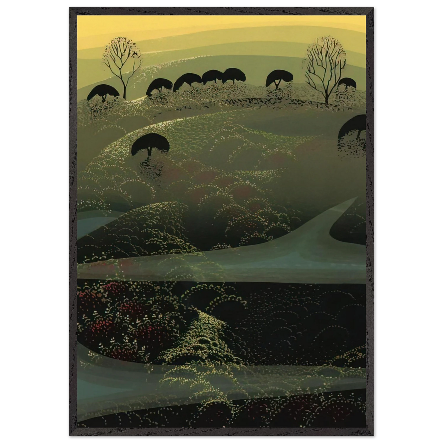 California Miniature - Eyvind Earle 70x100 cm / 28x40 inches Framed Art Print – Black Wooden Frame