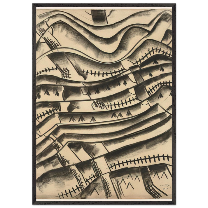 RIDGEFIELD LANDSCAPE - Man Ray 70x100 cm / 28x40 inches Framed Art Print – Black Wooden Frame