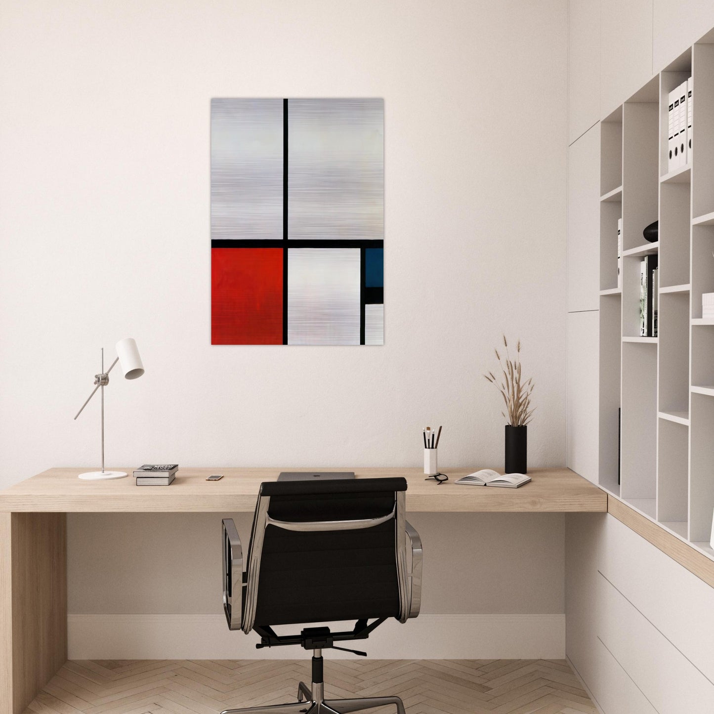 Composition N. 1 with Red and Blue - Piet Mondrian Brushed Aluminum Print - 70x100 cm / 28x40 inches | Piet Mondrian Aluminum Print | Piet Mondrian Prints