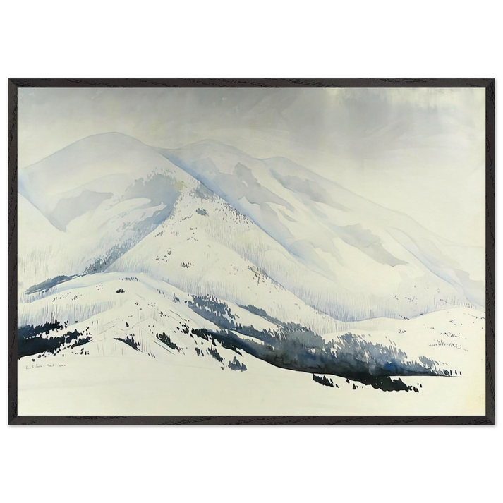 Snowy Mountain - Eyvind Earle 70x100 cm / 28x40 inches Framed Art Print – Black Wooden Frame