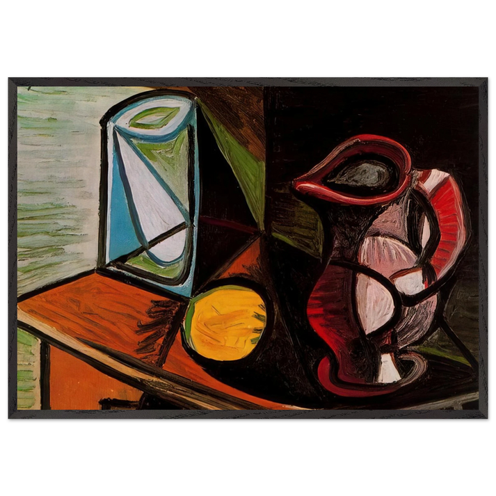 Glass and pitcher - Pablo Picasso 70x100 cm / 28x40 inches Framed Art Print – Black Wooden Frame