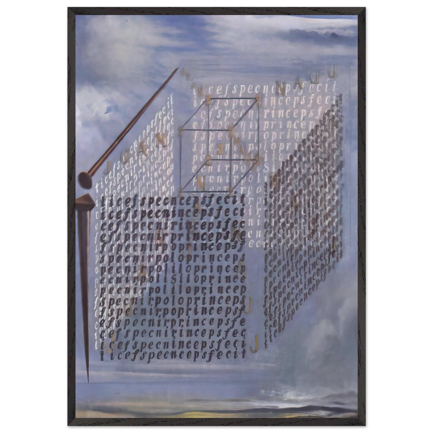 A PROPOS OF THE TREATISE ON CUBIC FORM BY JUAN DE HERRERA - Salvador Dali Framed Art Print – Black Wooden Frame - Default Title - -Framed Art Print