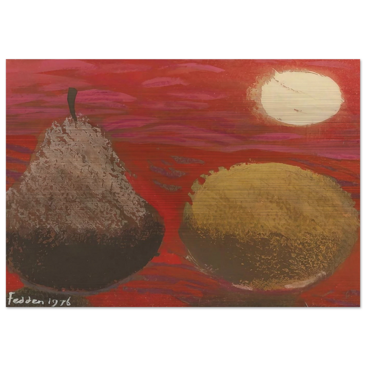 Still Life on Red - 1976 - Mary Fedden Brushed Aluminum Print - 70x100 cm / 28x40 inches | Mary Fedden Aluminum Print | Mary Fedden Prints