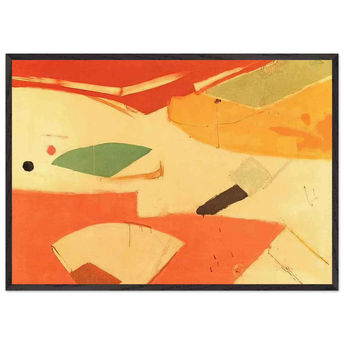 Eventail - 1945 - Kenzo Okada 70x100 cm / 28x40 inches Framed Art Print – Black Wooden Frame