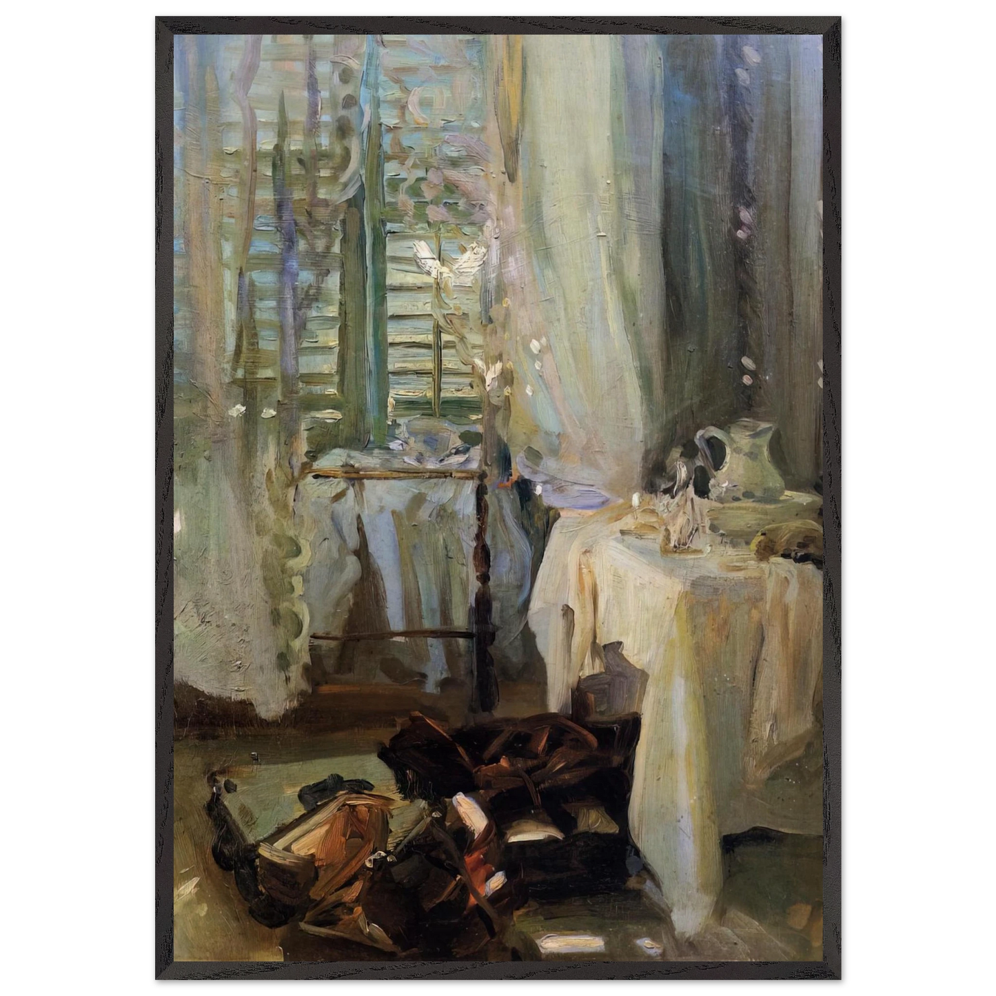 A Hotel Room - John Singer Sargent 70x100 cm / 28x40 inches Framed Art Print – Black Wooden Frame