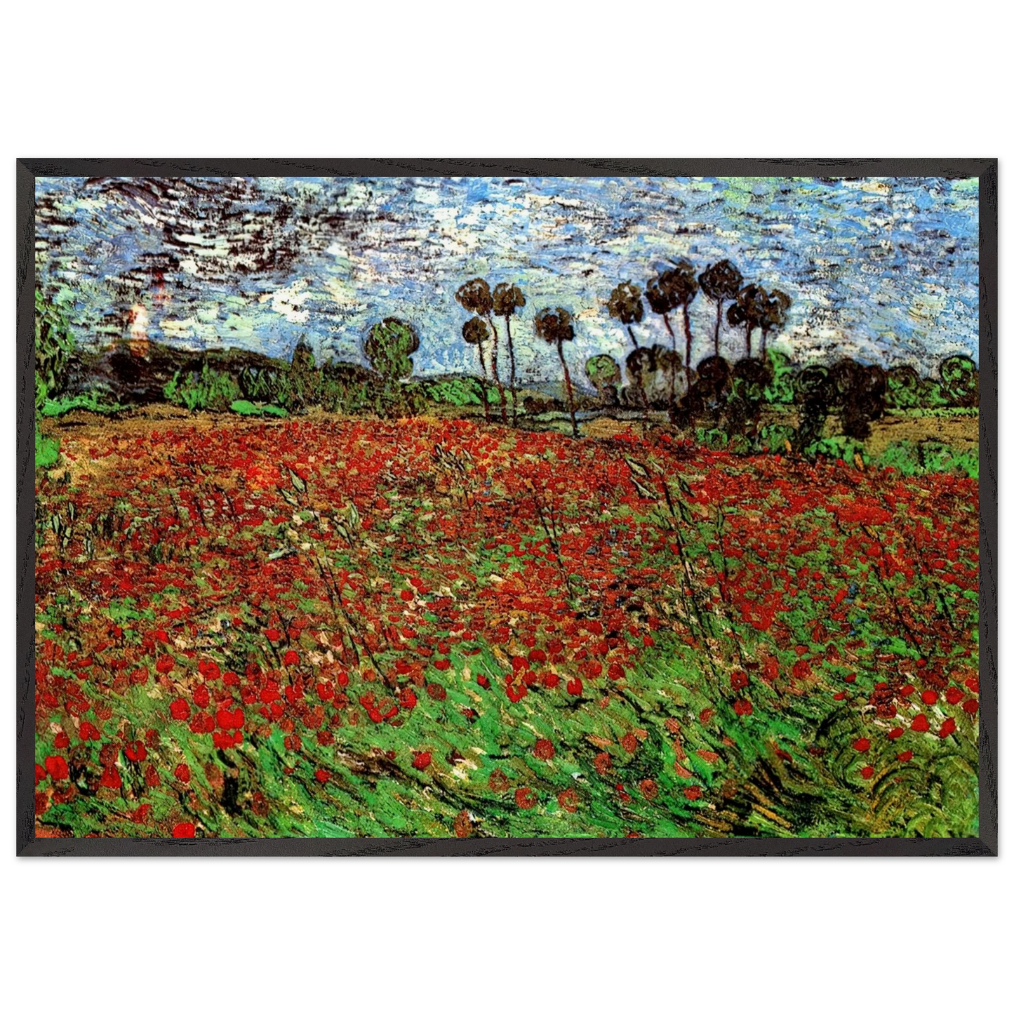 Field with Poppies - Vincent van Gogh Framed Art Print – Black Wooden Frame - Default Title - -Framed Art Print